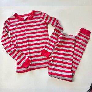Kids Hanna Andersson 140 10 Red & Gray Stripe Christmas Valetines Pajamas